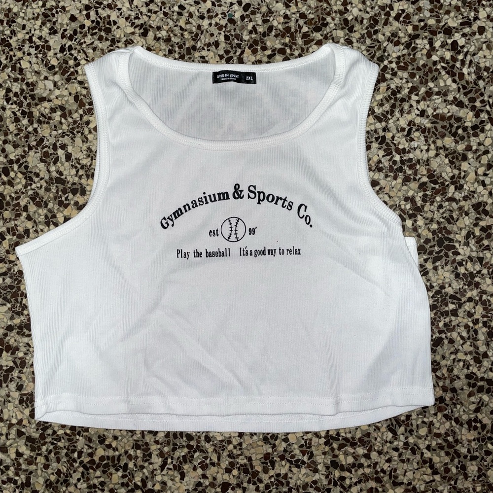 Shein Brown and White Cropped Tank Tops- 2X